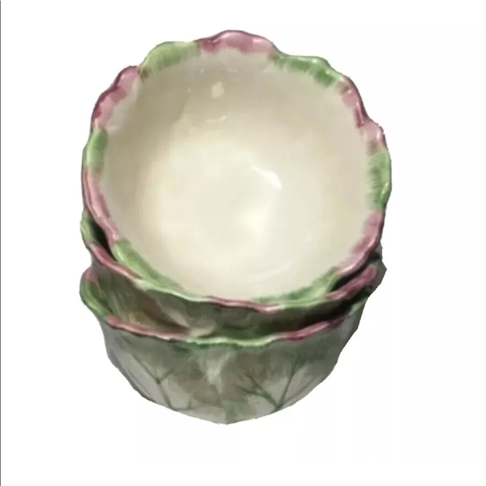Vintage Pottery Barn Cabbage Rose Leaf Bowls 3 Set